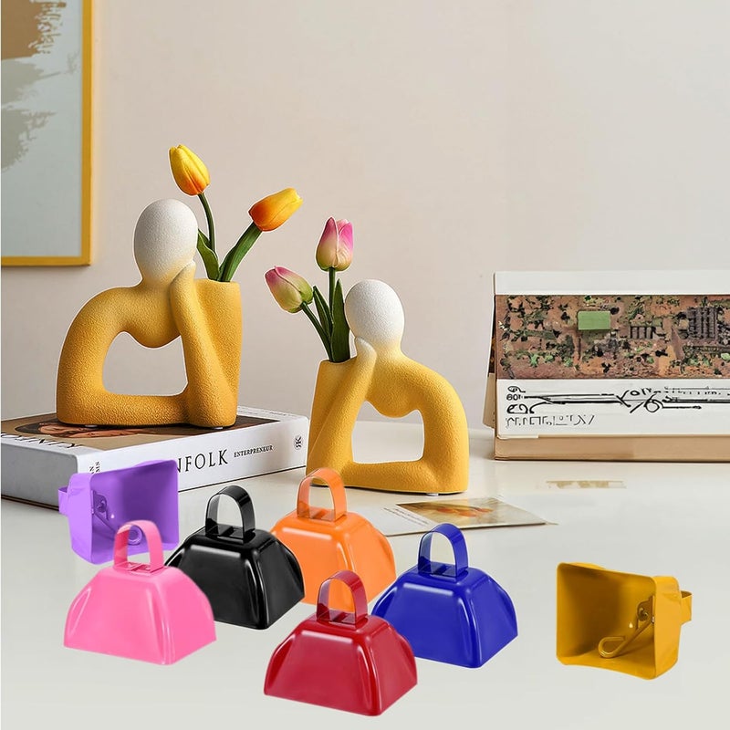 HEYLEAYAR 3Inch Cowbells for Sporting Events,12Pcs Metal Cow Bells Bulk Loud Noise Makers Cow Bell with Handle for Cheering Football Games Spirit Marathon Weddings Party Noisemakers, Light Purple - Image 4